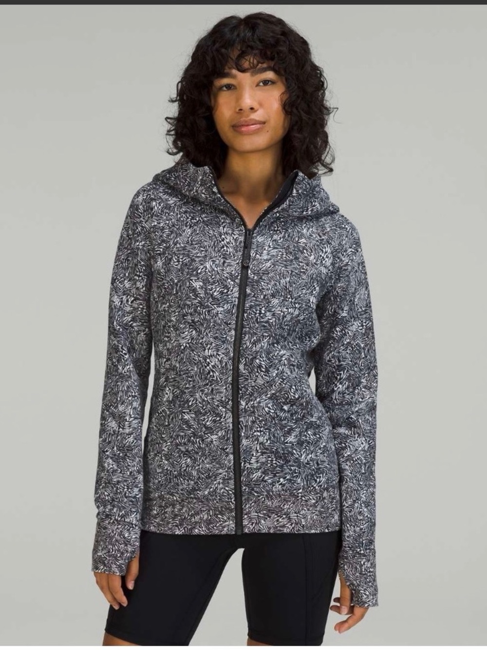 lululemon athletica Offbeat Alpine Black & White Full-Zip Scuba Hooded Jacket